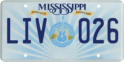 MS license plate LIV026