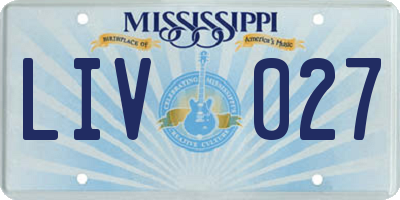 MS license plate LIV027
