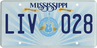 MS license plate LIV028