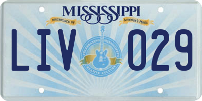 MS license plate LIV029