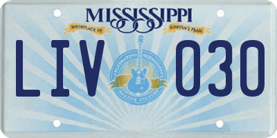 MS license plate LIV030