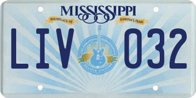 MS license plate LIV032