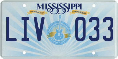 MS license plate LIV033