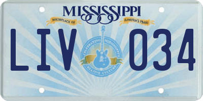 MS license plate LIV034
