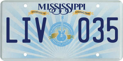 MS license plate LIV035