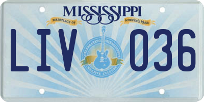 MS license plate LIV036