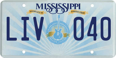 MS license plate LIV040