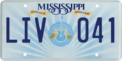 MS license plate LIV041