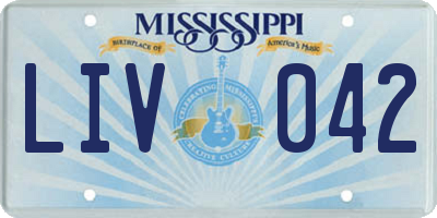 MS license plate LIV042