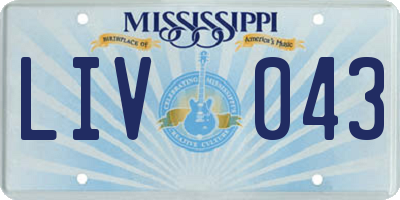 MS license plate LIV043