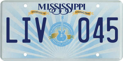 MS license plate LIV045
