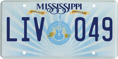 MS license plate LIV049