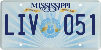 MS license plate LIV051