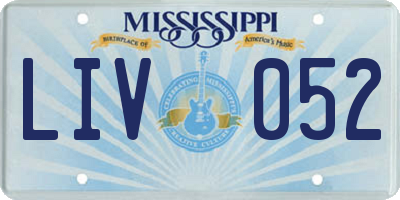 MS license plate LIV052