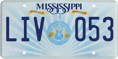 MS license plate LIV053