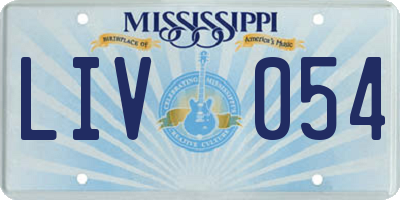MS license plate LIV054