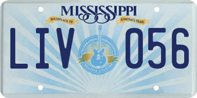 MS license plate LIV056