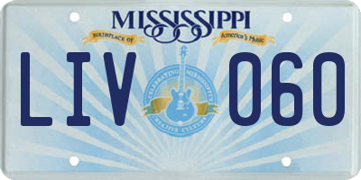 MS license plate LIV060