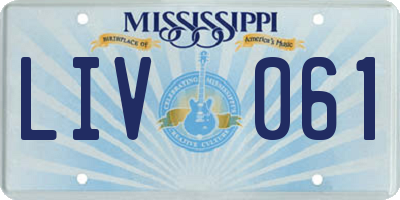 MS license plate LIV061
