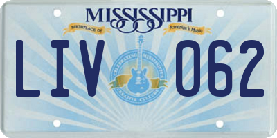 MS license plate LIV062