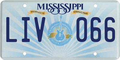 MS license plate LIV066
