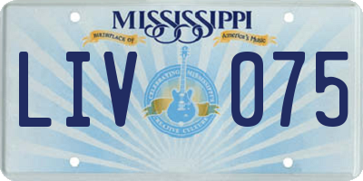 MS license plate LIV075