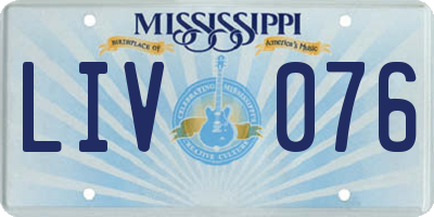 MS license plate LIV076