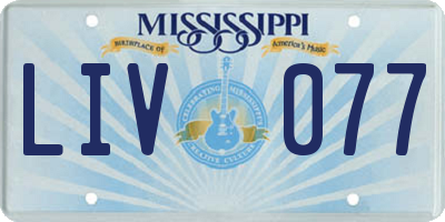MS license plate LIV077