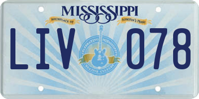 MS license plate LIV078