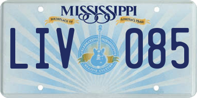 MS license plate LIV085