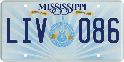 MS license plate LIV086