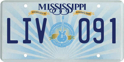 MS license plate LIV091