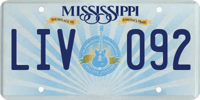 MS license plate LIV092