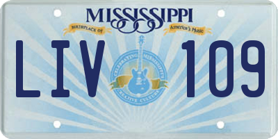 MS license plate LIV109