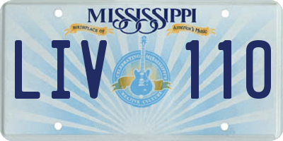MS license plate LIV110