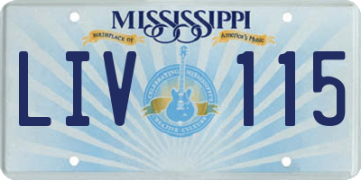 MS license plate LIV115