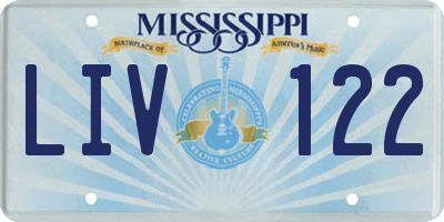 MS license plate LIV122