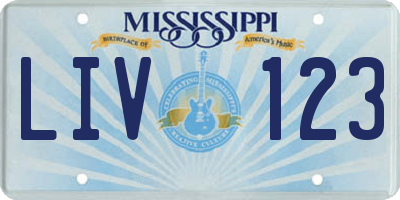 MS license plate LIV123