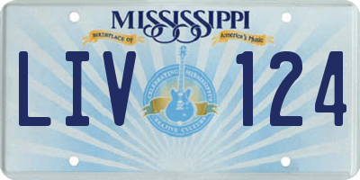 MS license plate LIV124