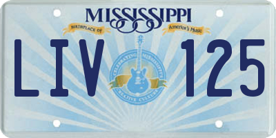 MS license plate LIV125