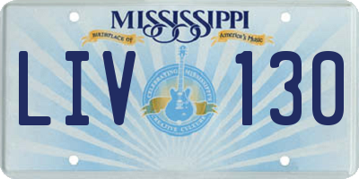 MS license plate LIV130