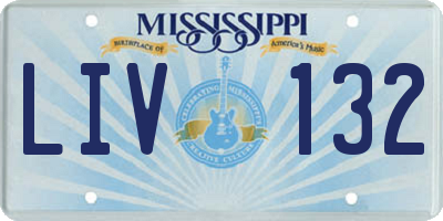 MS license plate LIV132