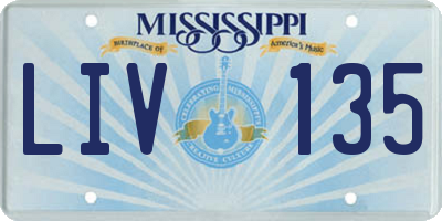 MS license plate LIV135
