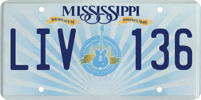 MS license plate LIV136