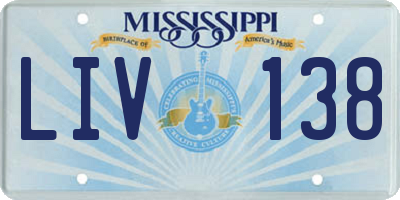 MS license plate LIV138