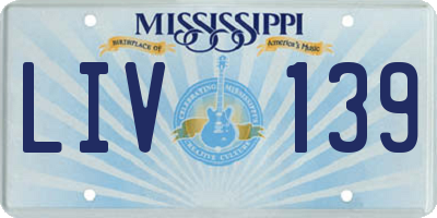 MS license plate LIV139