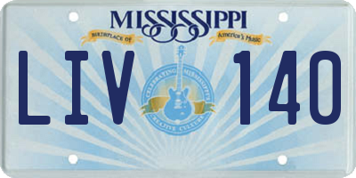 MS license plate LIV140