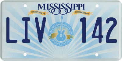 MS license plate LIV142