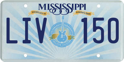 MS license plate LIV150