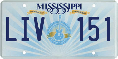 MS license plate LIV151
